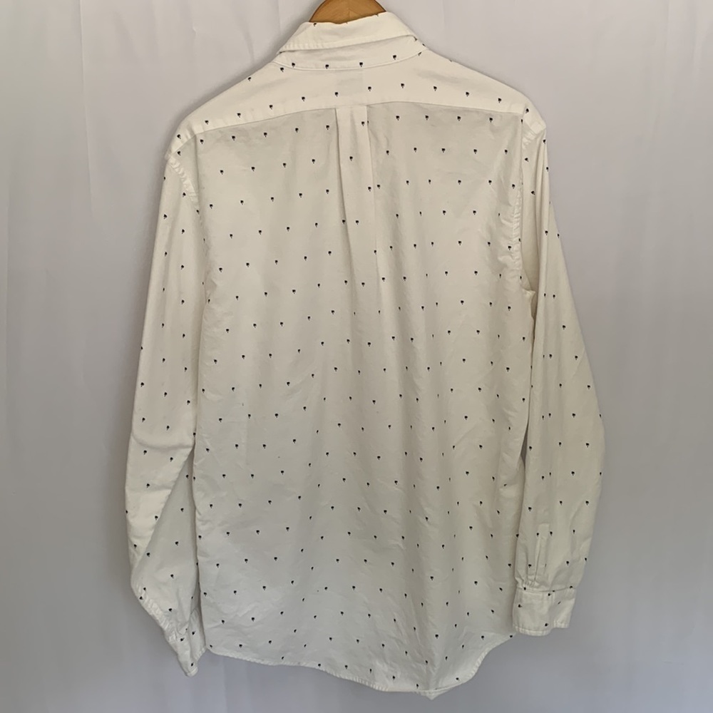 Brooks Brothers Men's L White Navy Palm Tree Print Regent Button-Down - Picture 5 of 9